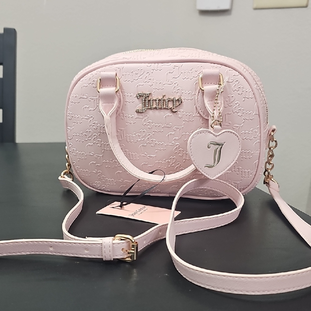 Juicy Couture Light Pink Heart Charm Crossbody Bag